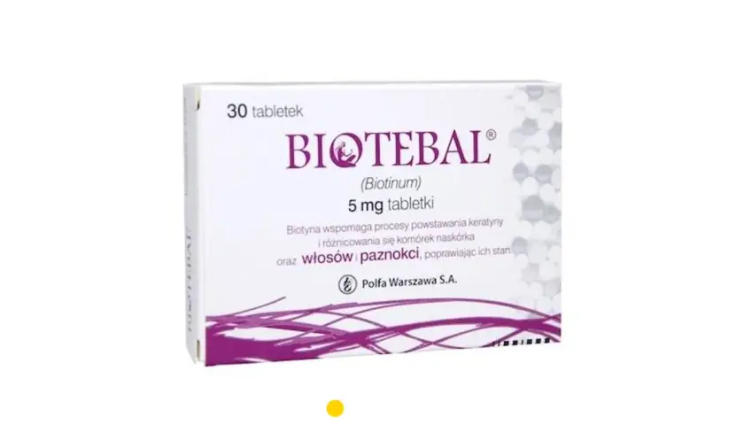 Opakowanie Biotebal Max, 30 tabletek 5 mg. Biotyna wspomaga włosy i paznokcie. Poznaj biotebal max skład.