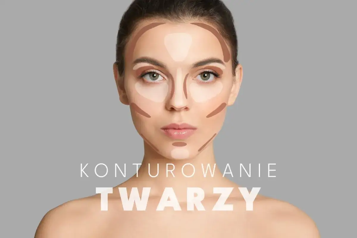 Modelka prezentuje techniki konturowania brody i twarzy, podkreślając rysy.